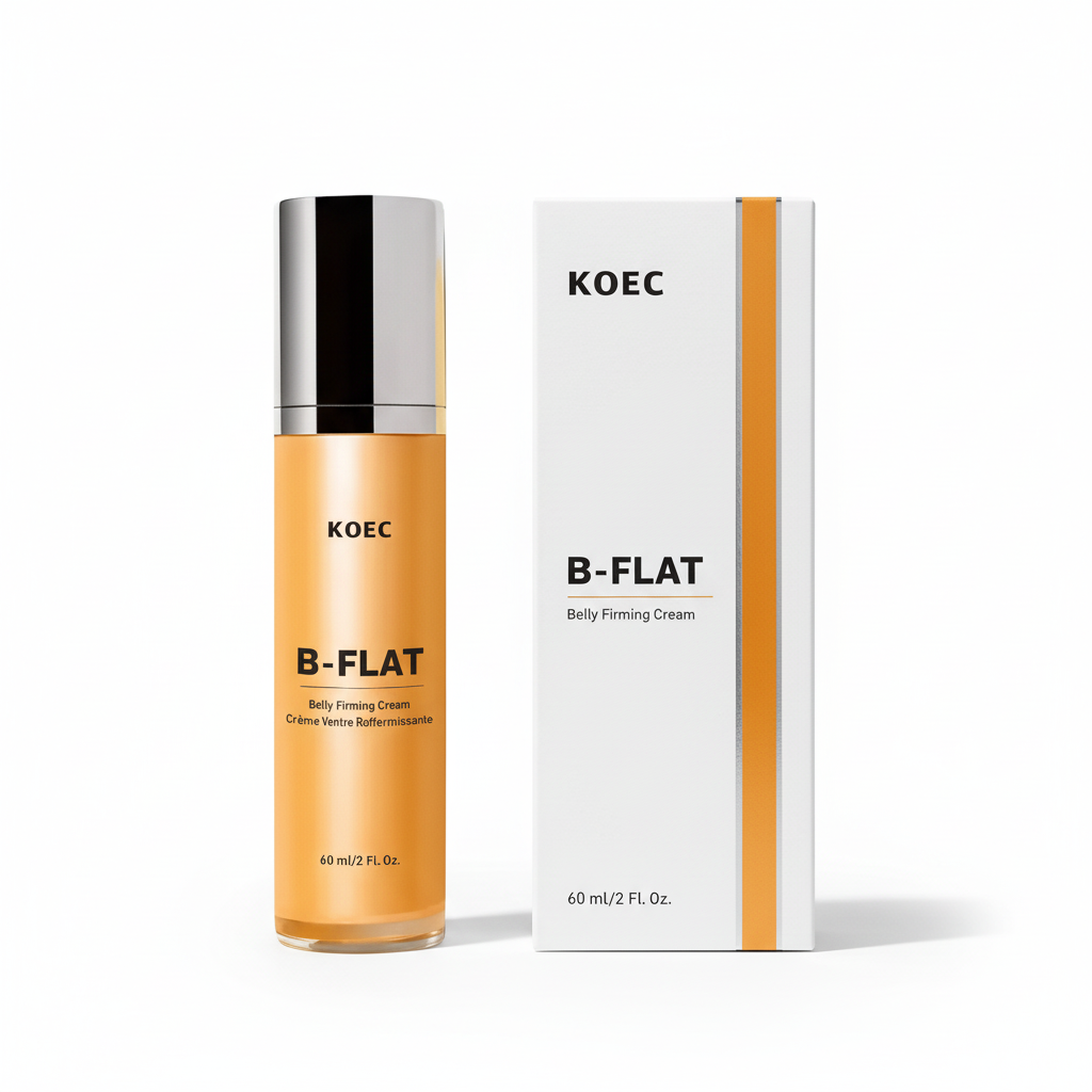 KOEC B-FLAT belly firming cream box on a white background