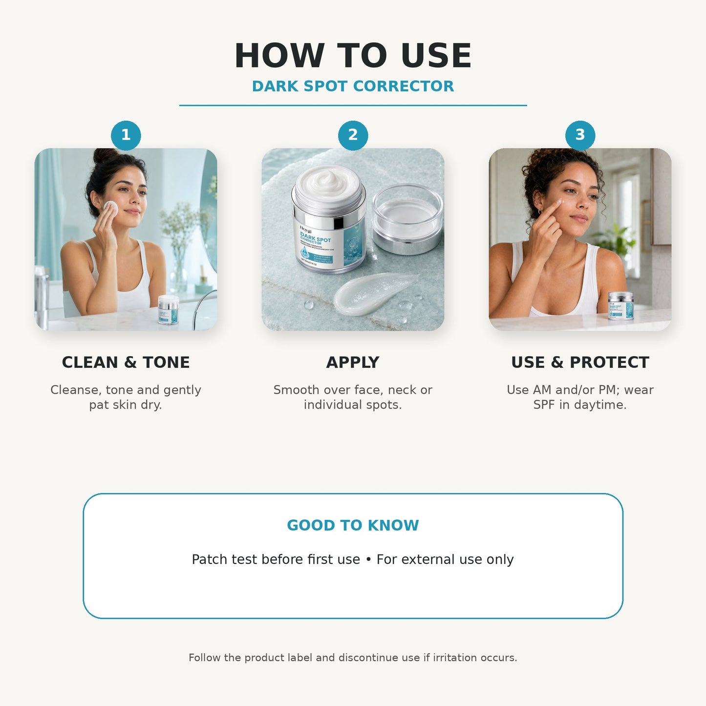 Dark Spot Corrector three-step directions for use