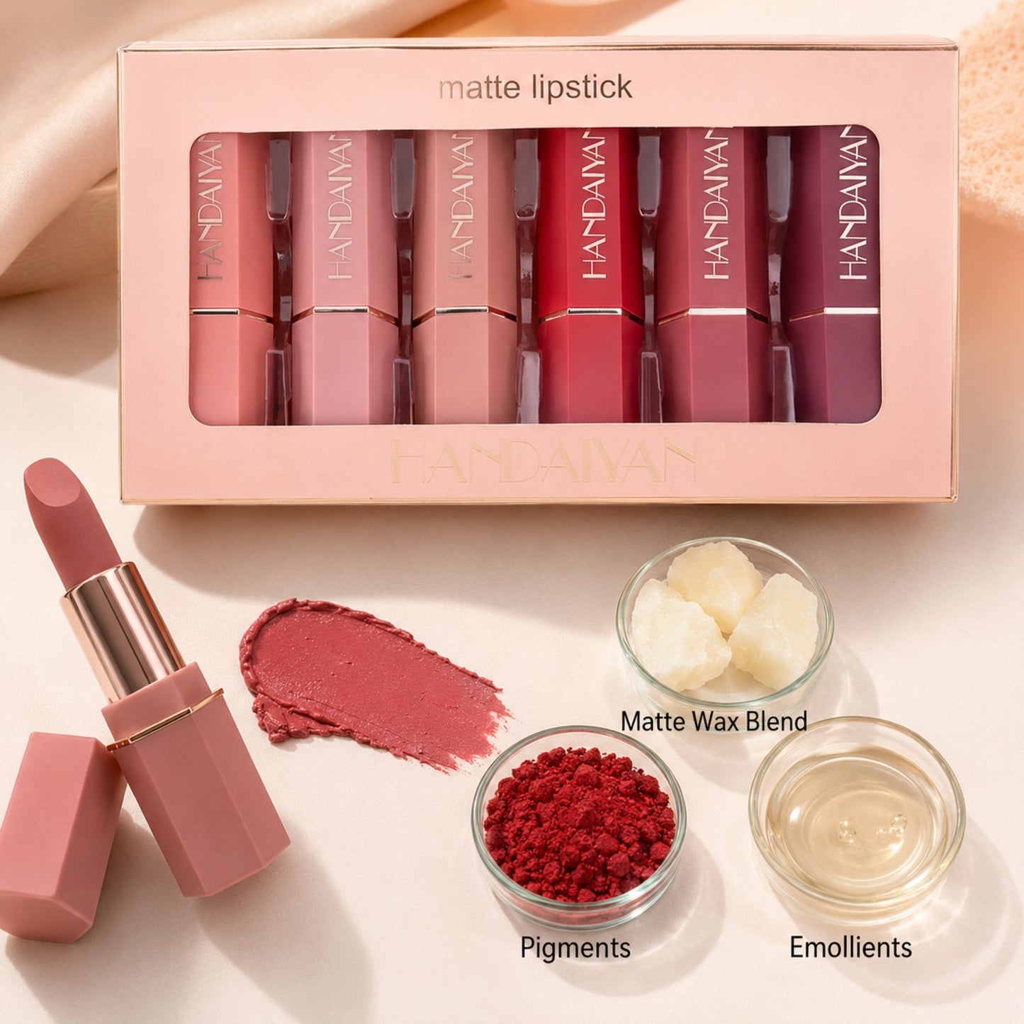 Matte Non-Stick Lipstick Gift Box Set – Long-Lasting Color — verified ingredient, formula, or material story