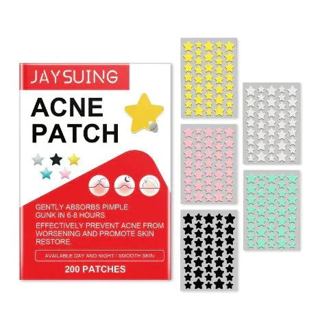 Acne Star Patches applied on pimples close-up