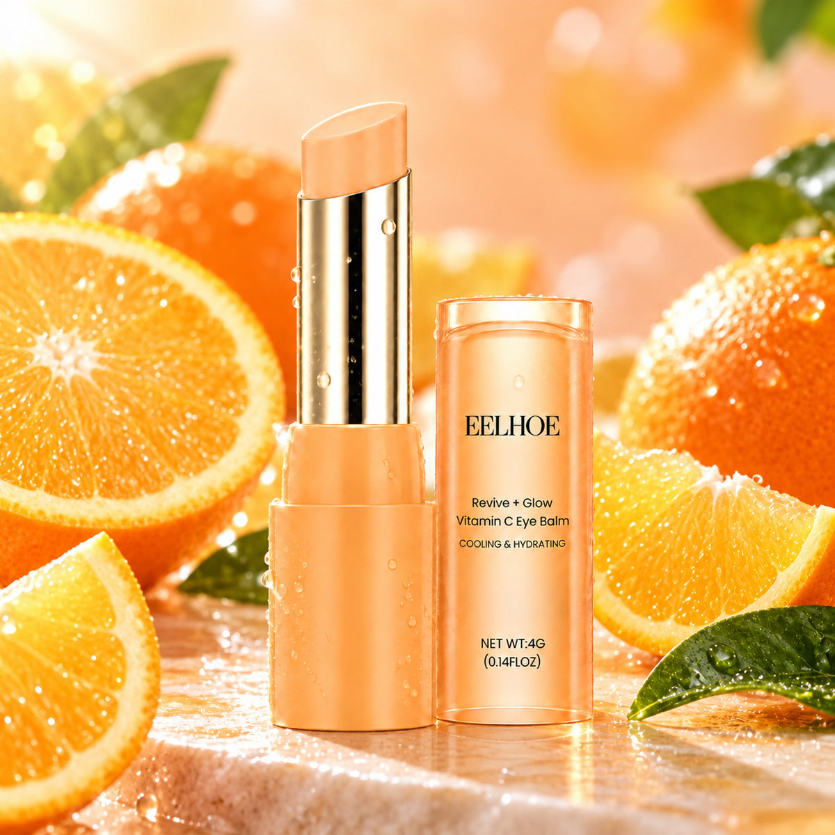 EELHOE Vitamin C Eye Balm among fresh sliced oranges