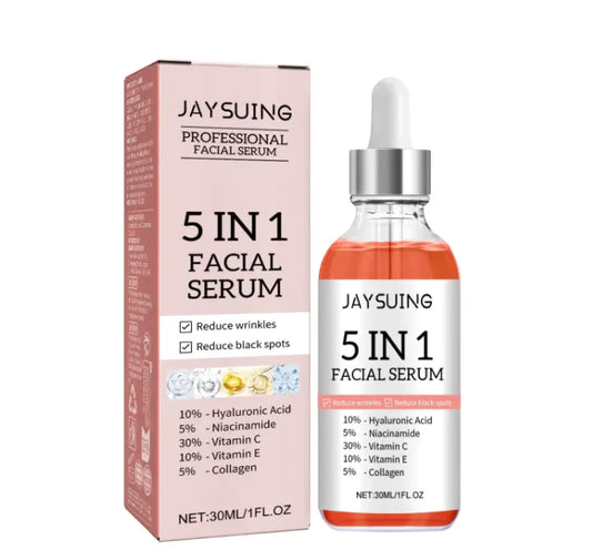 5-in-1 Anti-Aging Brightening Face Serum – HA, Niacinamide & Vitamin C Formula, 30ml