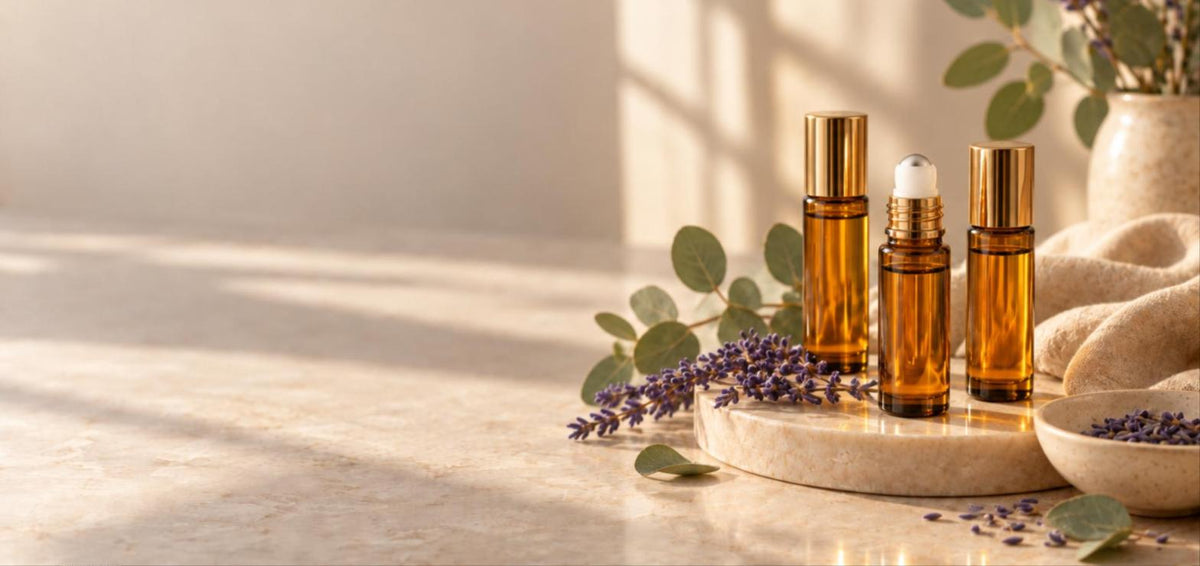 Amber essential oil rollers with lavender and eucalyptus – Canvia Aromatherapy
