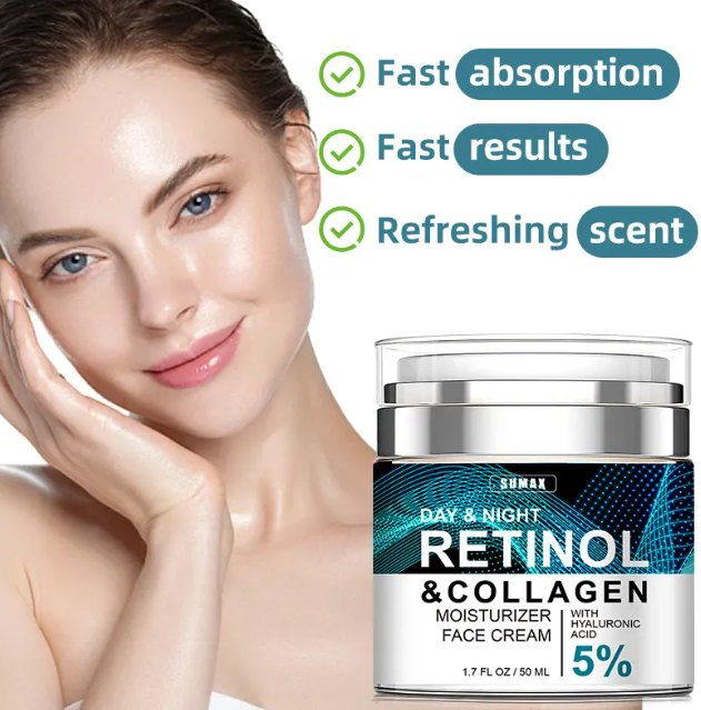 Retinol & Collagen Day & Night Face Cream – Hyaluronic Acid 5%, 50ml