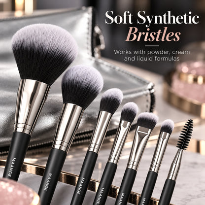 Soft synthetic bristles that work with powder, cream and liquid formulas