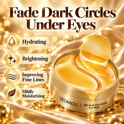 SEOMOU 24K Gold eye mask benefits: fade dark circles under eyes, hydrating, brightening, improving fine lines, mildly moisturizing