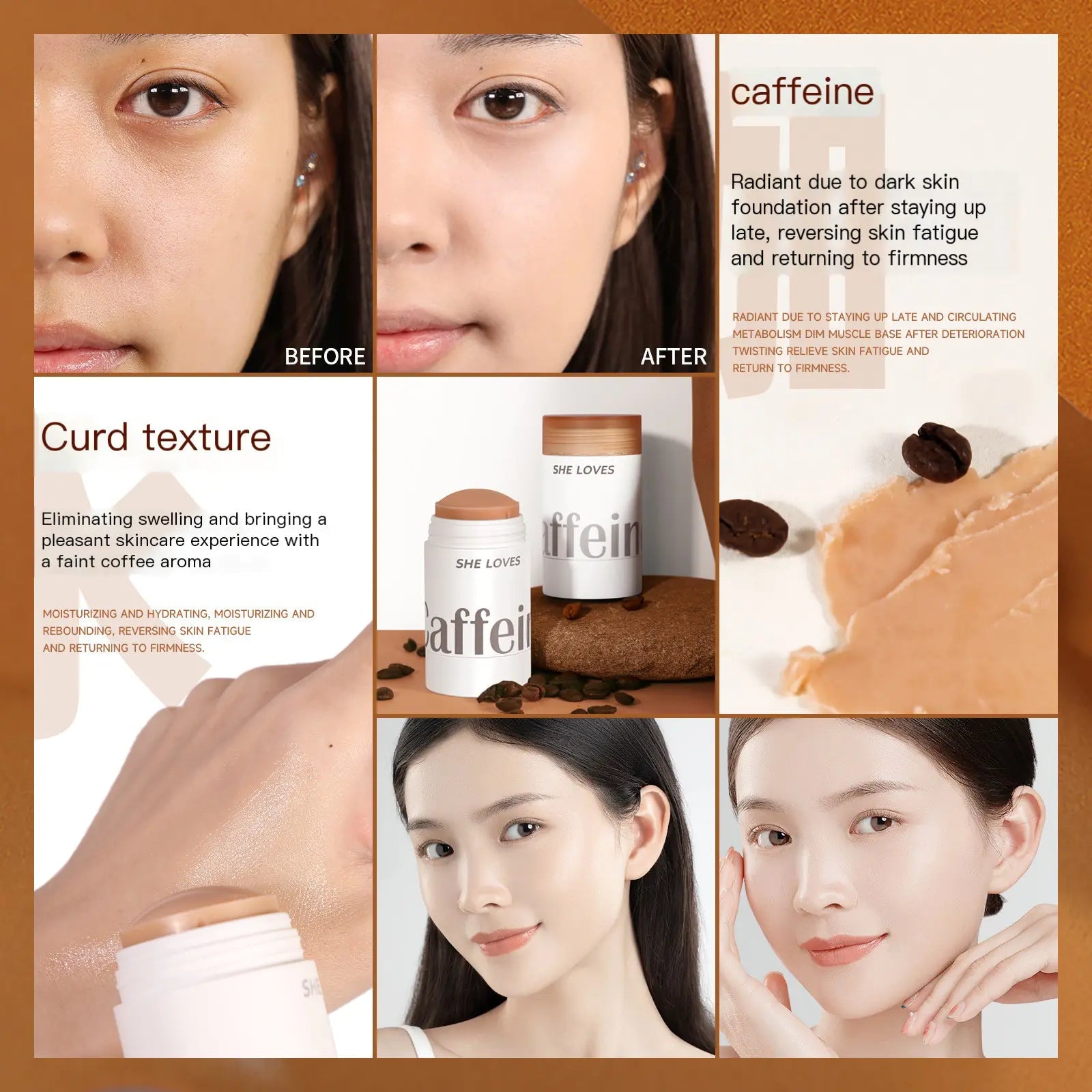 SHELOVES Caffeine Firming Essence Stick for Face & Neck Sheloves
