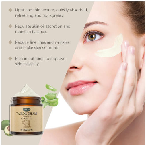 Whipped Tallow Cream – Unscented Daily Moisturizer, 60g