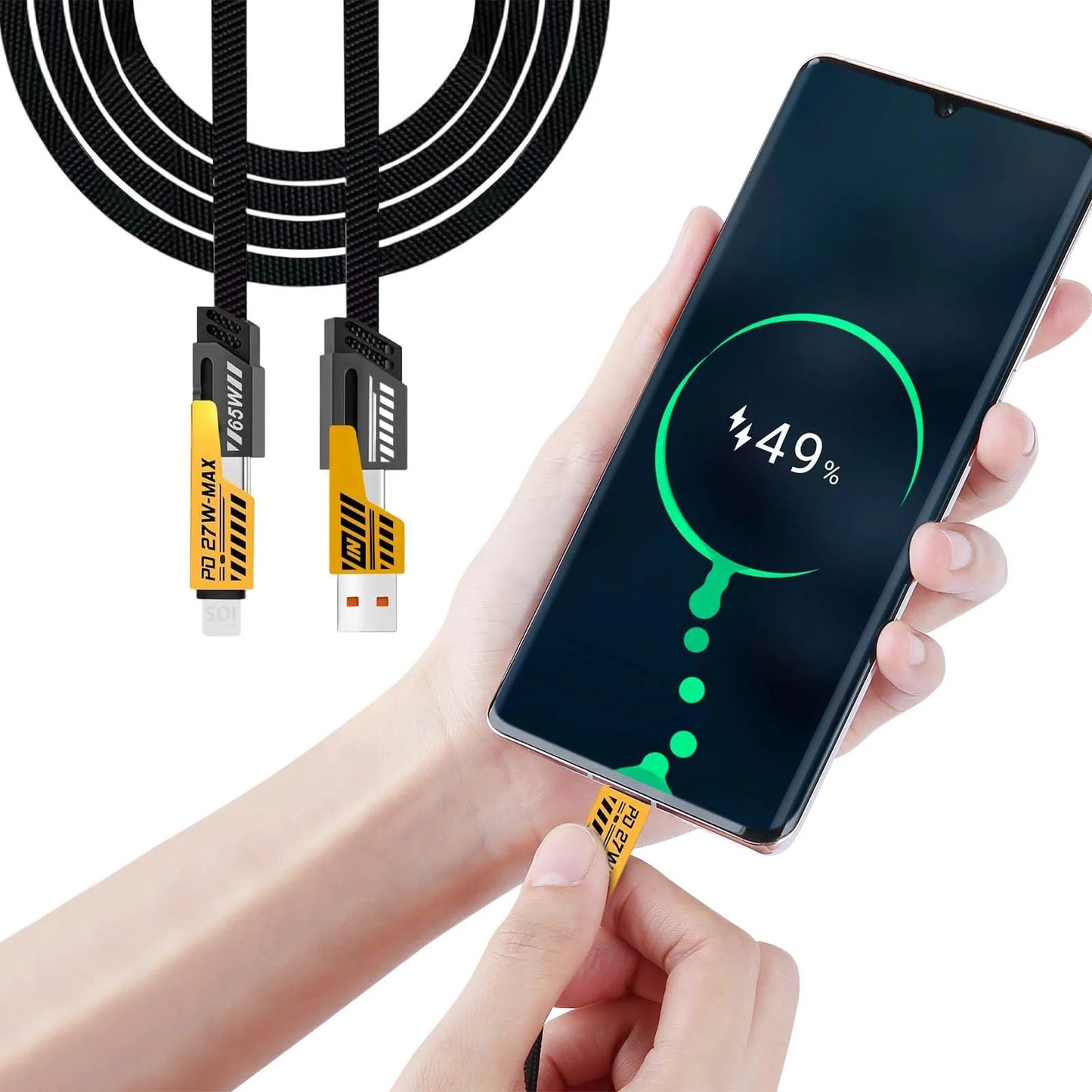 4-in-1 Fast Charging 47in Braided Cable 65W USB-C/USB-A for Iphone Android Tabletex international