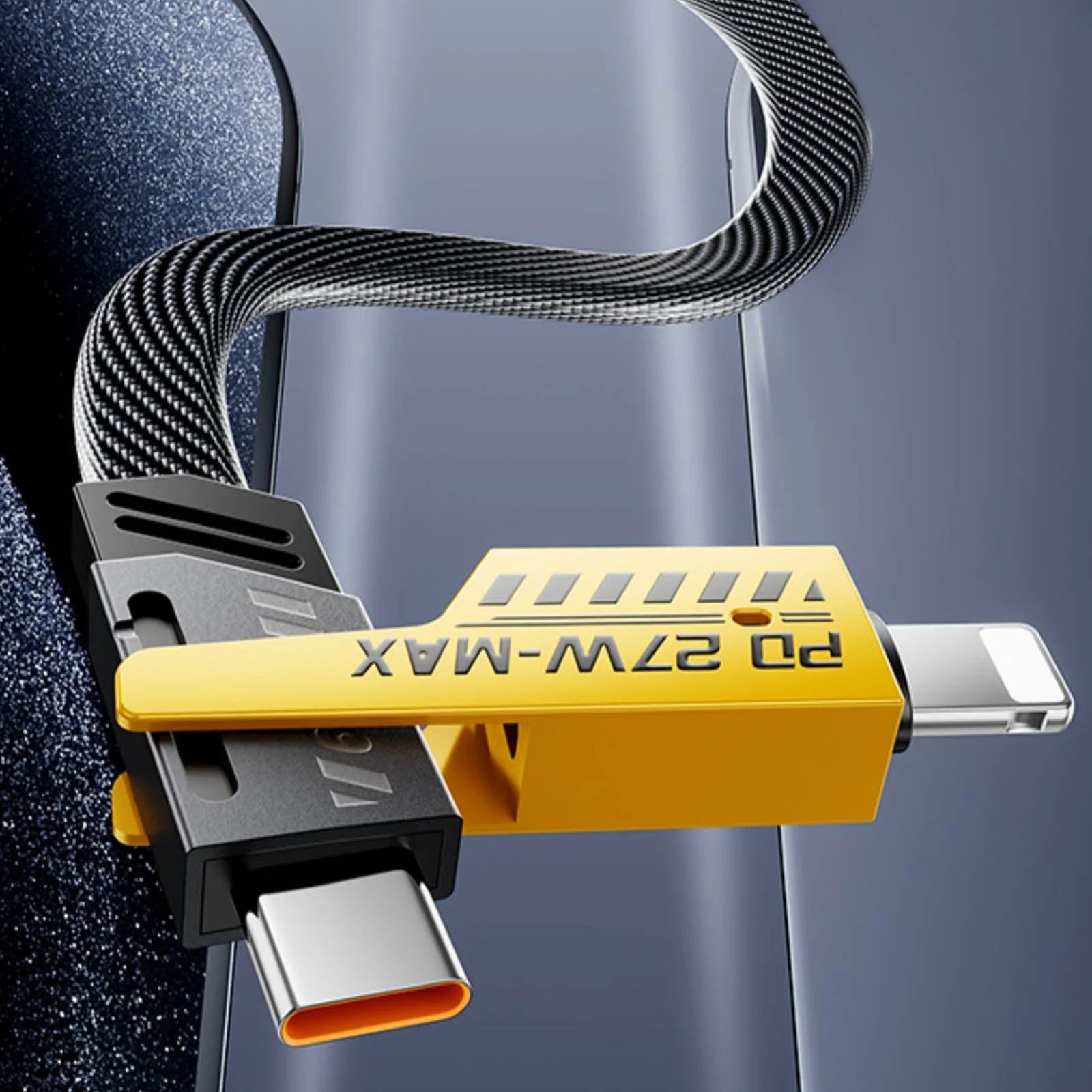 4-in-1 Fast Charging 47in Braided Cable 65W USB-C/USB-A for Iphone Android Tabletex international