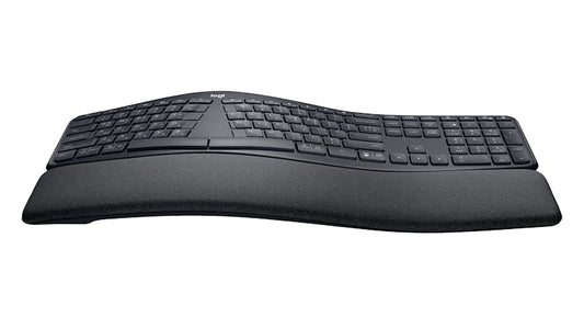 Wireless French AZERTY Ergonomic Keyboard – Quiet Black with USB‑A Dongle