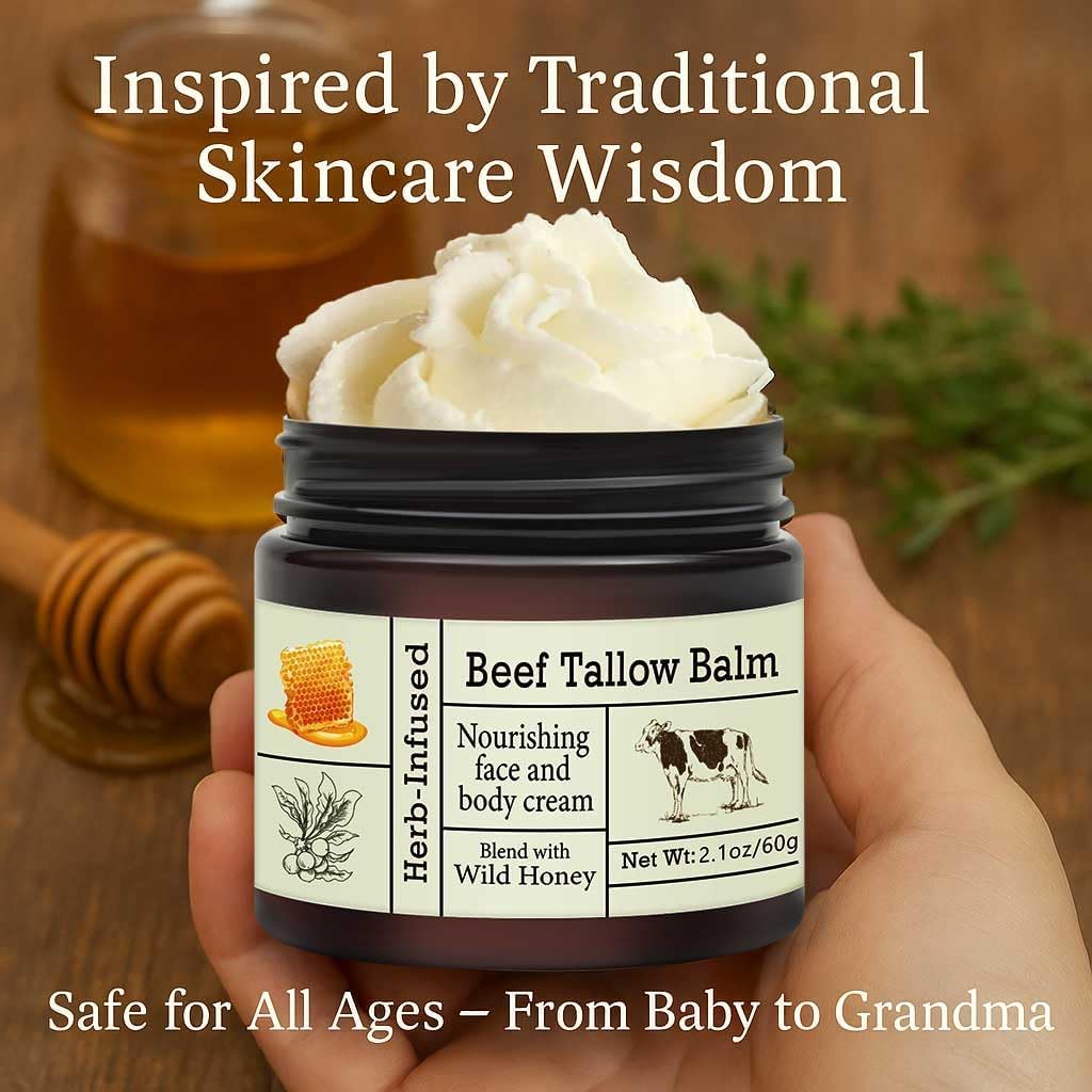 Beef Tallow Balm with Wild Honey for long-lasting hydration