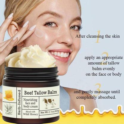 Beef Tallow Balm with Wild Honey for all-over body care