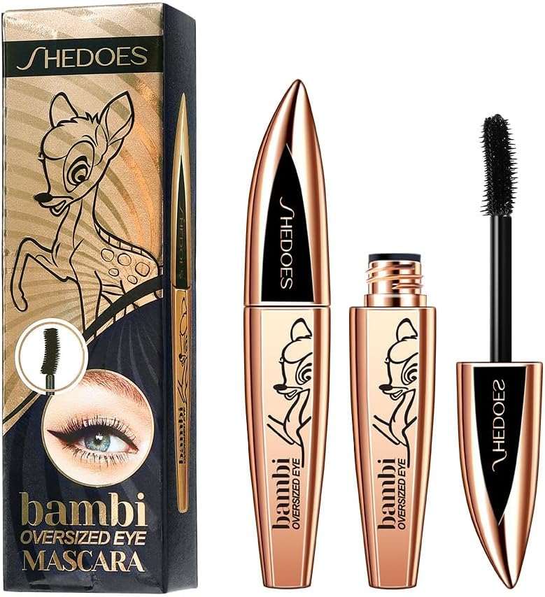 Close-up of curled lashes with SHEDOER Bambi Vegan Mascara