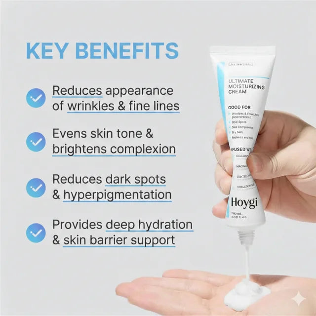 Korean Face Cream with Centella & Collagen - Intensive Moisturizer for Fine Lines, Wrinkles, Dry Skin, Redness - 100ml Hoygi