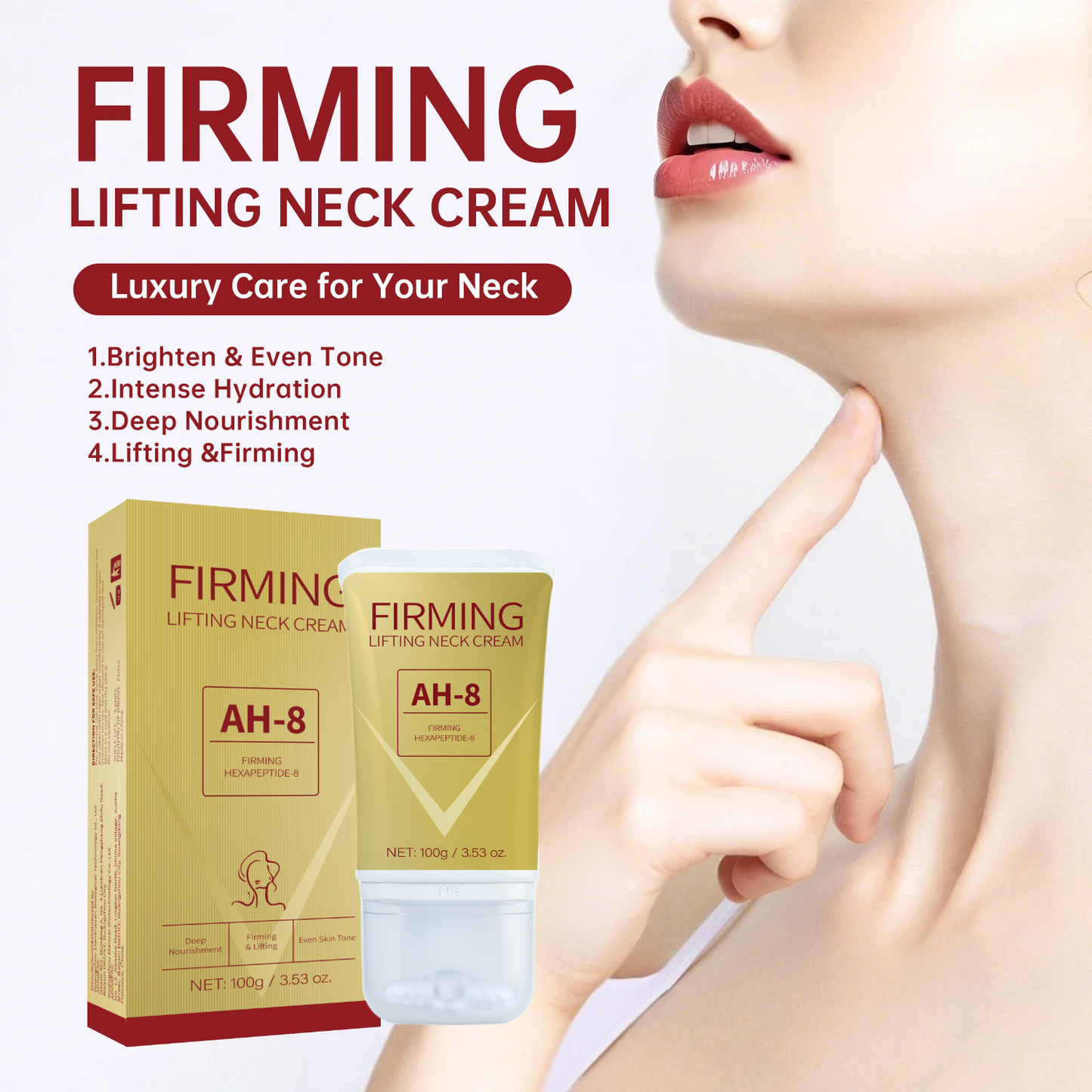 Firming Lifting Neck Cream – AH-8 Hexapeptide Formula, 100g
