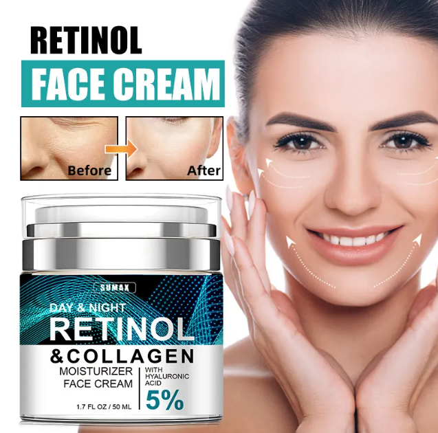 Retinol & Collagen Day & Night Face Cream – Hyaluronic Acid 5%, 50ml