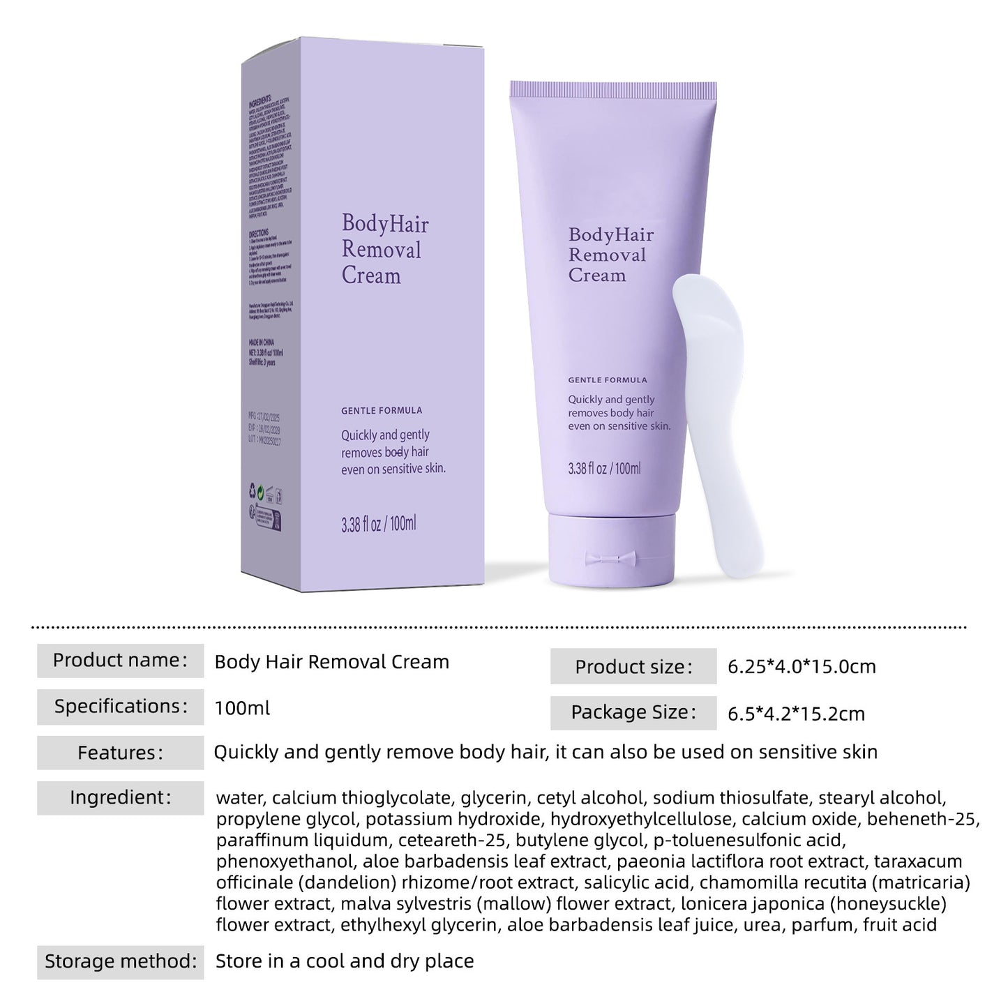 Gentle Depilatory Body Cream – Smooth Skin Hair Removal, 100ml