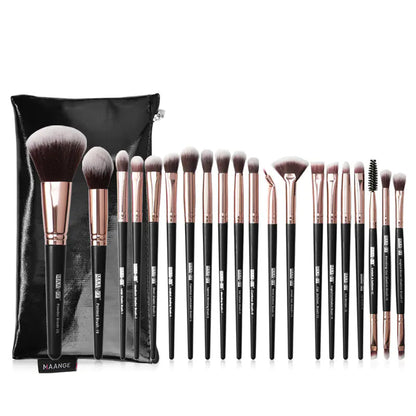 20-Piece Makeup Brush Set with Carrying Bag in Black stem rose