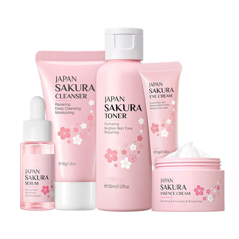 Japan Sakura 5-Piece Moisturizing Skincare Kit for deep daily moisture
