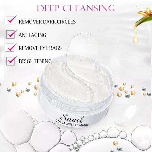 Korean Snail Secretion Collagen Eye Patches 60 Pc Women’s Beauty Essential Under Eye Mask for Dark Circles Puffiness Korean Beauty