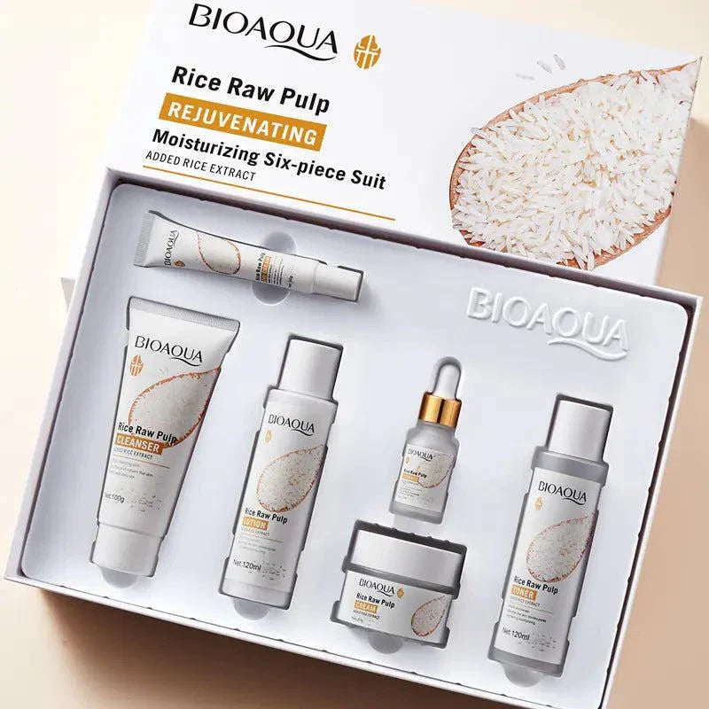 BIOAOUA rice essence toner bottle from skincare set