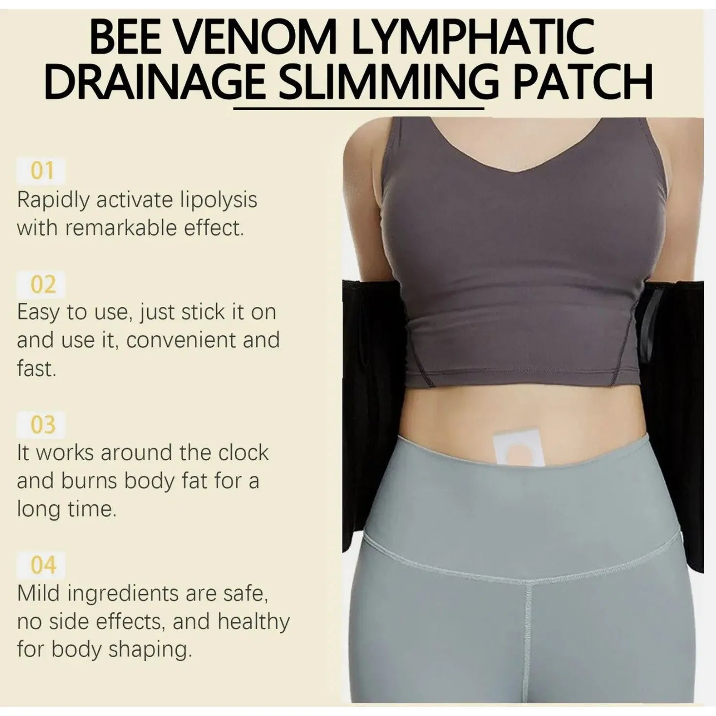 Bee Venom Topical Body Patch detail showing ingredients