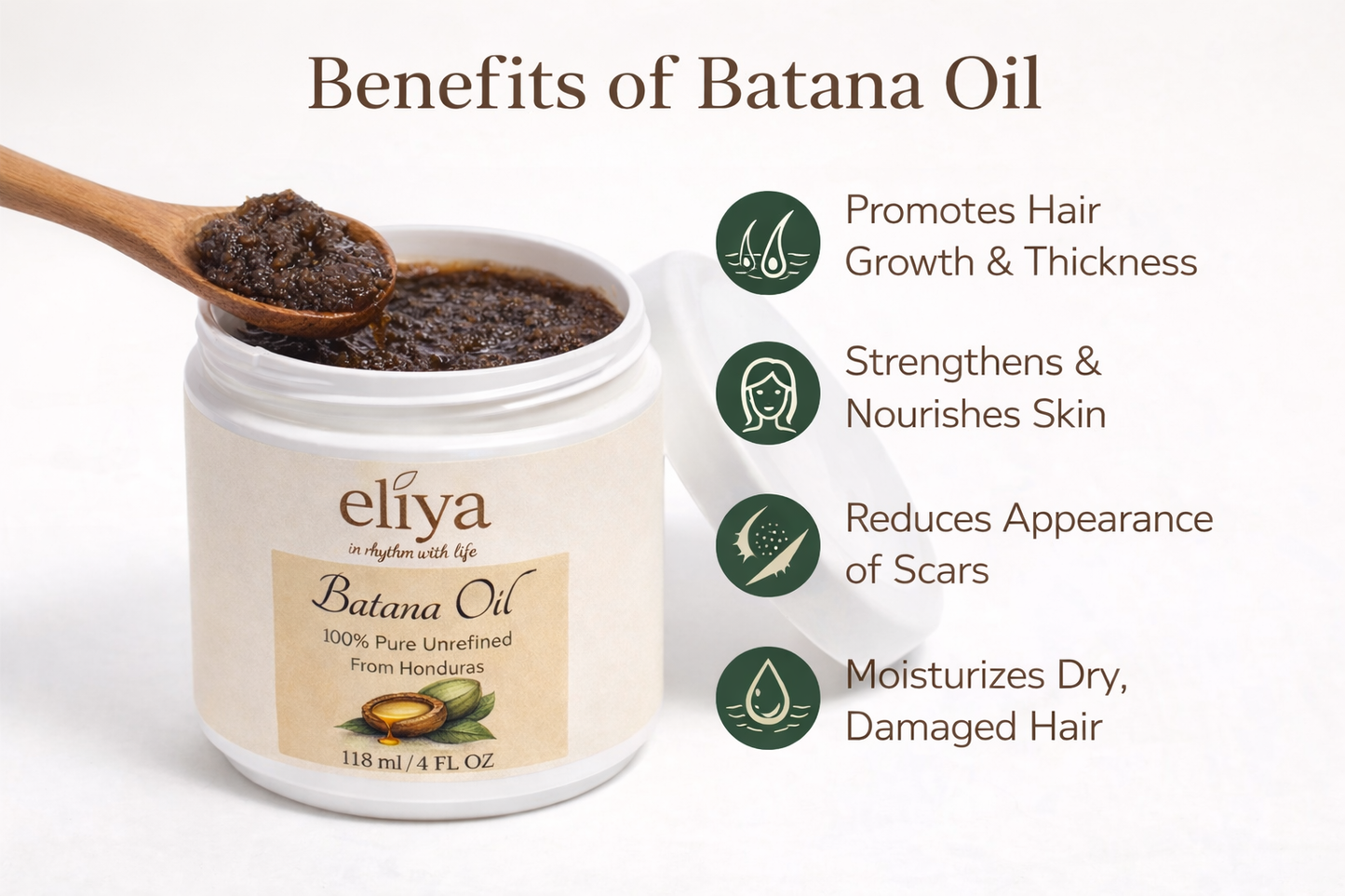Organic Batana Hair Oil Unrefined for Hair Growth Moisture Frizz Healthy hair Eliya