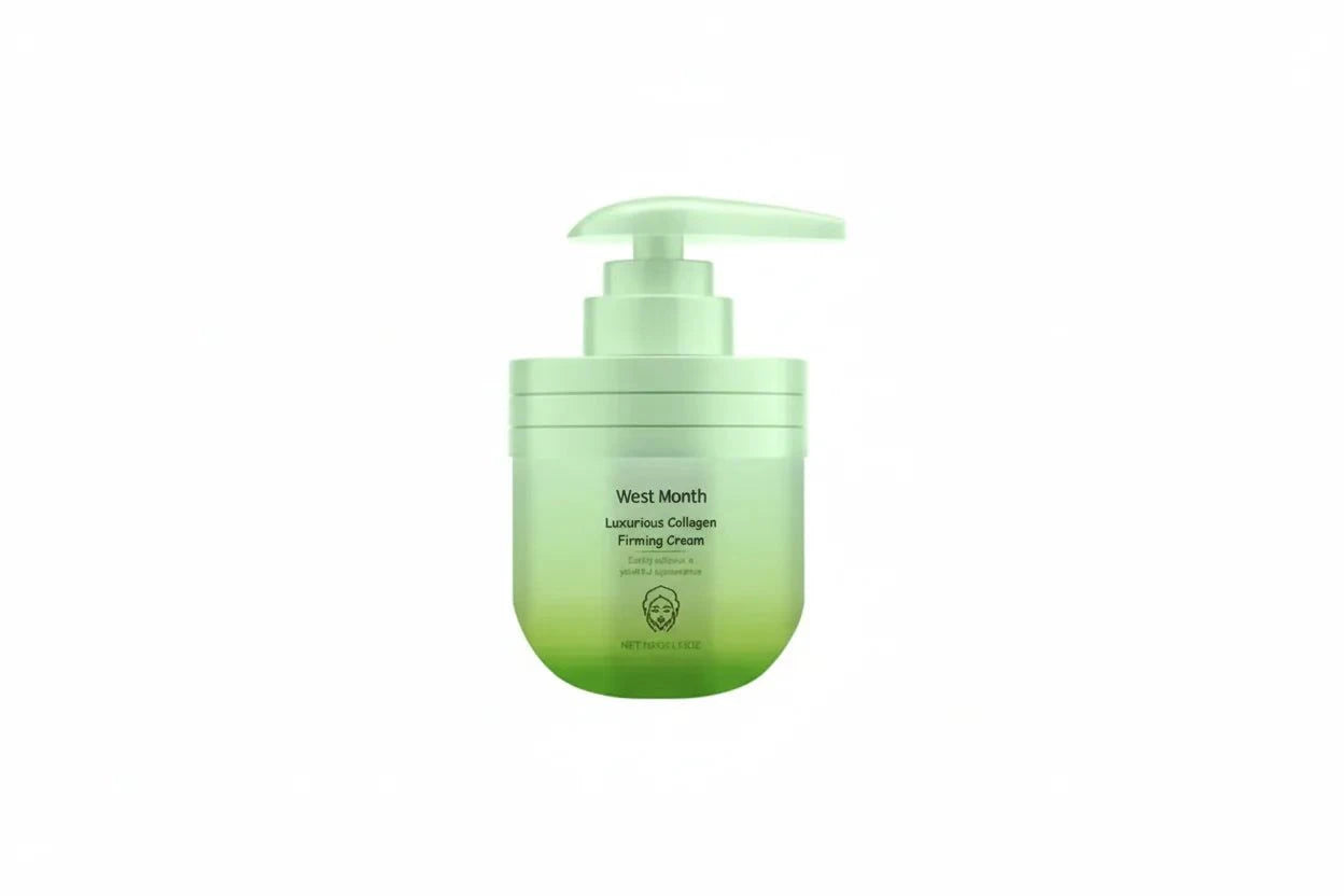 Collagen Body Moisturizing Cream tube with floral background for deep hydration and skin elasticity