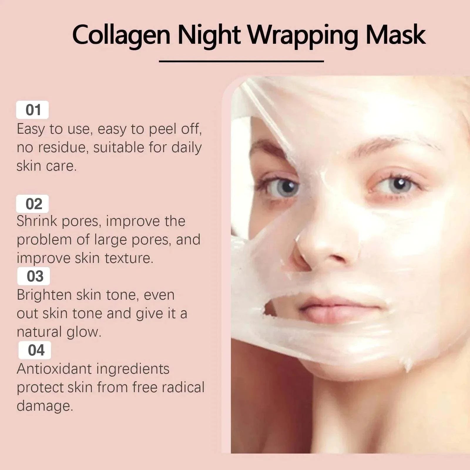 Collagen Night Wrapping Face Mask application guide