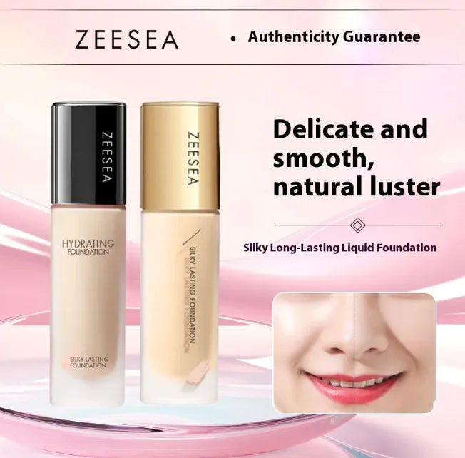 ZEESEA liquid foundation duo — Hydrating and Silky Matte finishes side by side