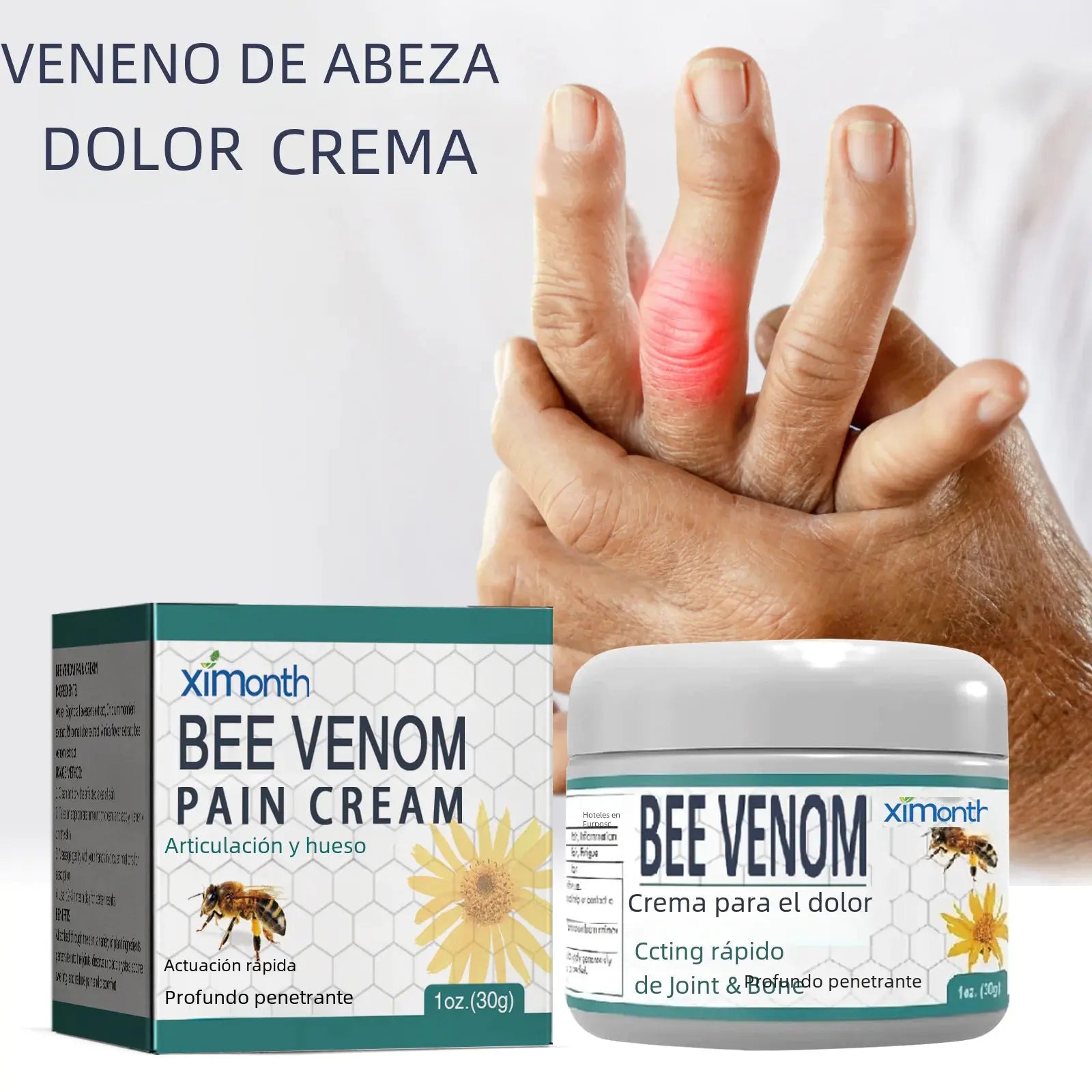 Bee Venom Warming Body Massage Cream 30g packaging and ingredients
