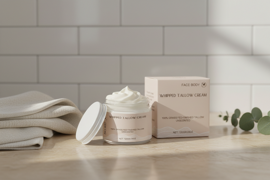 Whipped Grass-Fed Tallow Face & Body Cream powered by grass-fed tallow