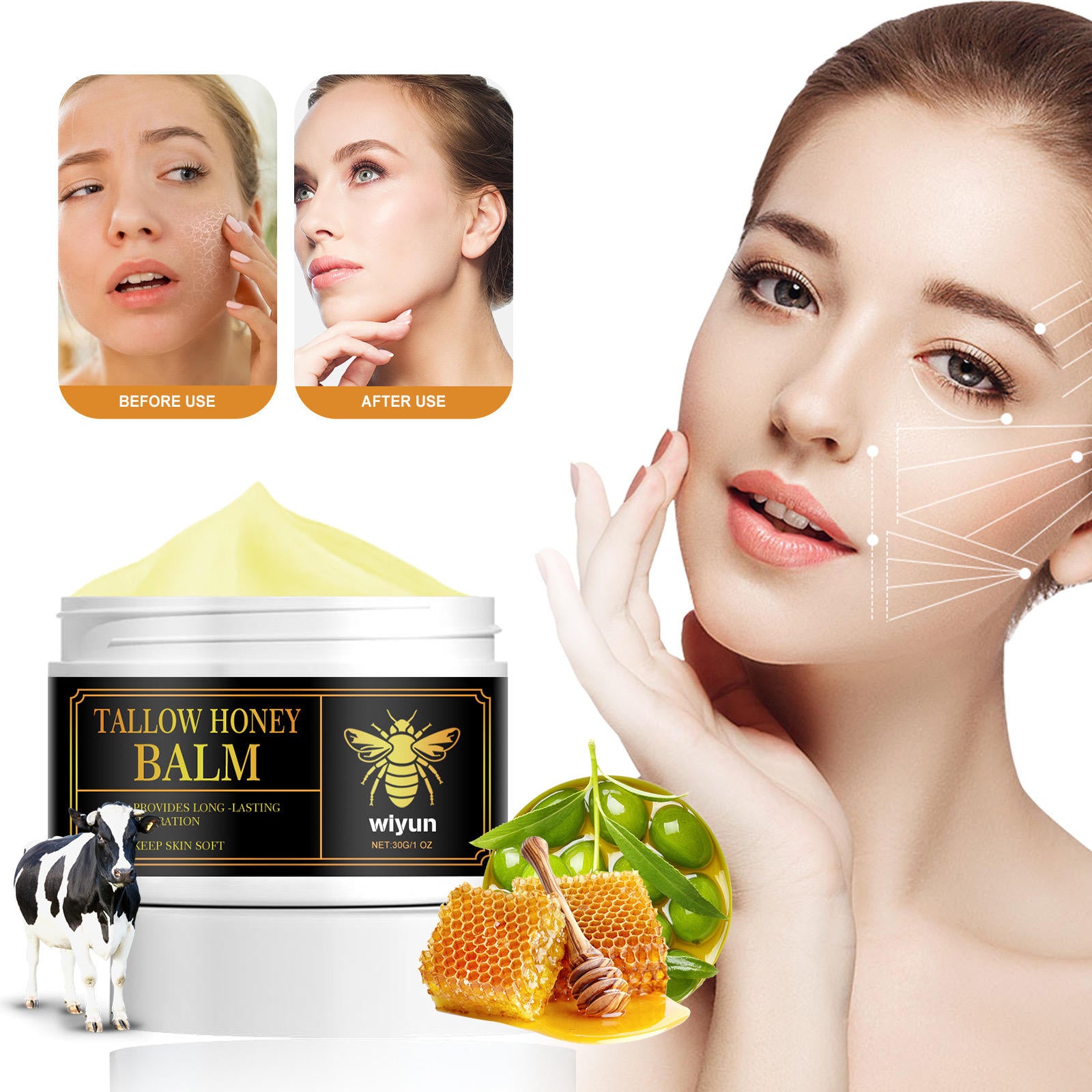 Tallow Honey Balm made for all skin types