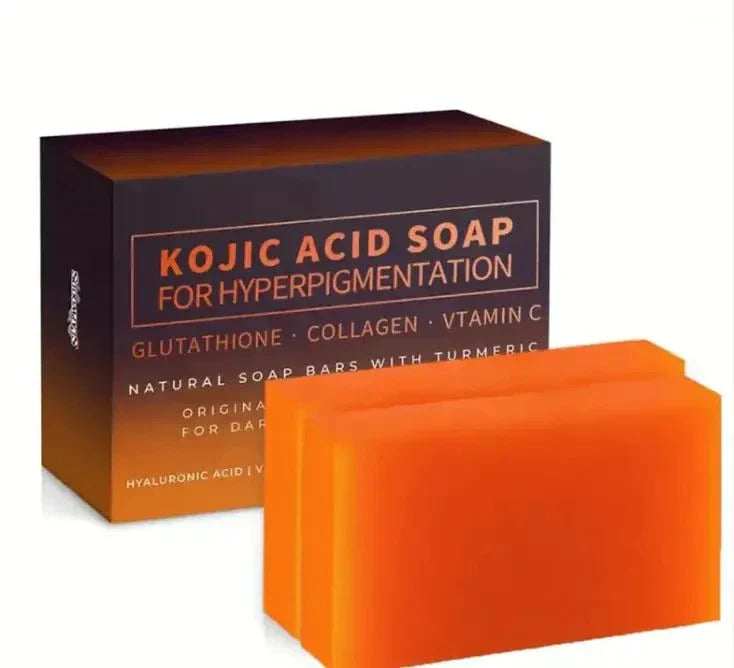 Brightening Skin Color turmeric kojic acid soap with retail packaging