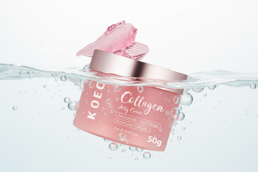 Korean skincare product with pink packaging on a white background