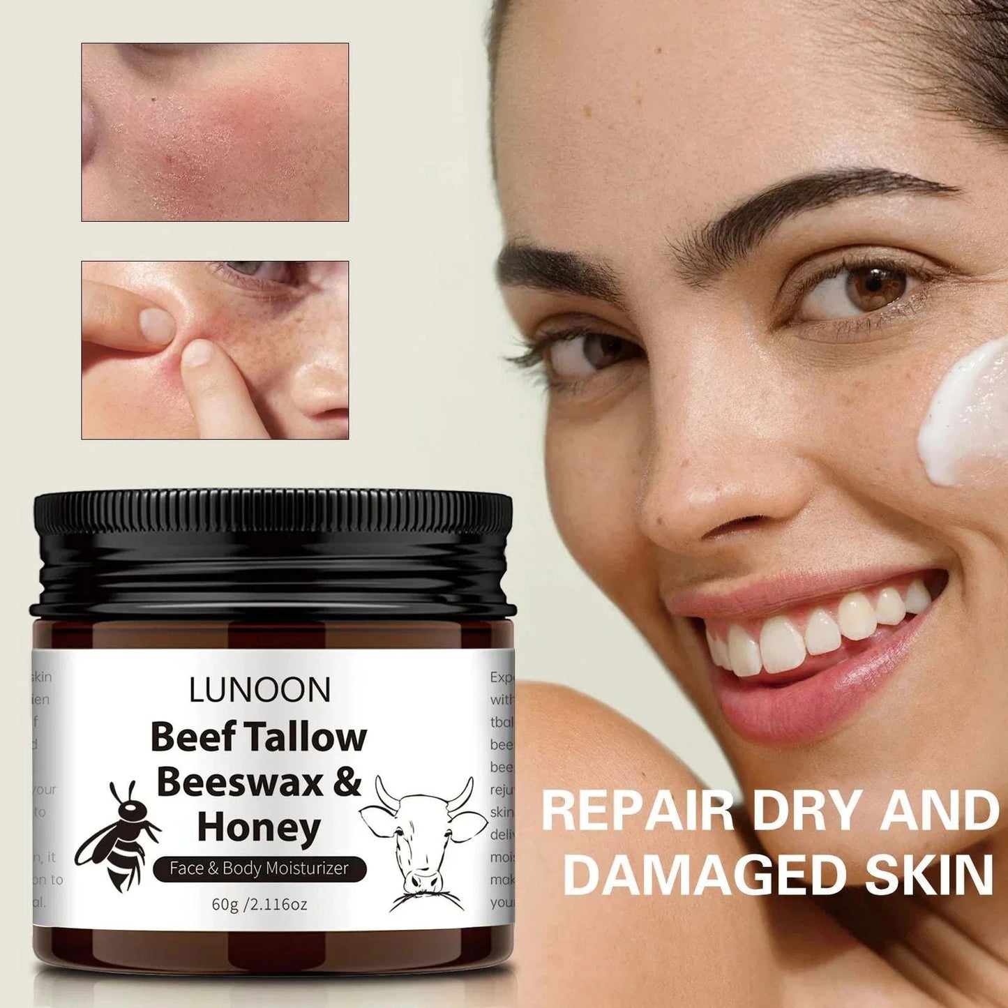Butter Honey & Tallow Moisturizing Cream - Natural Deep Hydration for Dry Skin | Nourishing Face & Body Cream with Tallow, Honey & Butter The Bee Venom Store