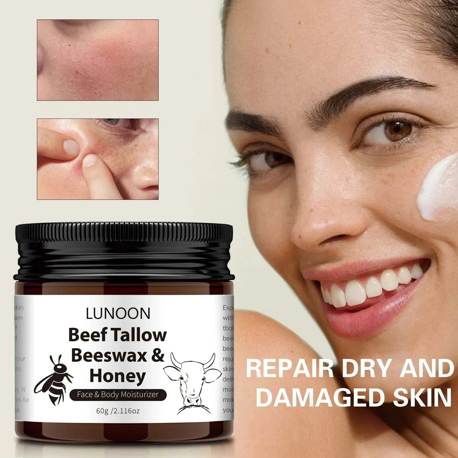 Butter Honey & Tallow Moisturizing Cream - Natural Deep Hydration for Dry Skin | Nourishing Face & Body Cream with Tallow, Honey & Butter The Bee Venom Store