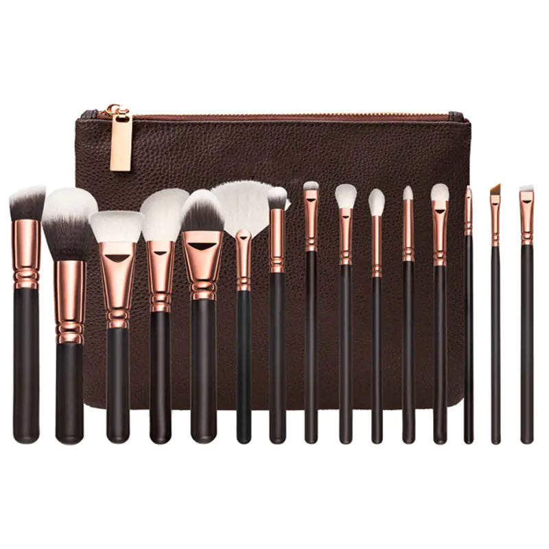 15-Piece Premium Makeup Brush Set – Pink & Rose Gold, Soft Synthetic Bristles with Storage Ba Canvia