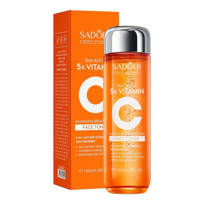 Sadoer 5x Vitamin C face toner 130ml bottle from the 7-piece brightening skincare gift set.