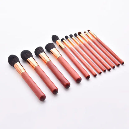 12-Piece Wood Handle Makeup Brush Set – complete multi-step routine