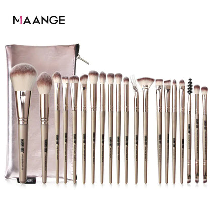 20-Piece Makeup Brush Set with Carrying Bag in Champagne gold