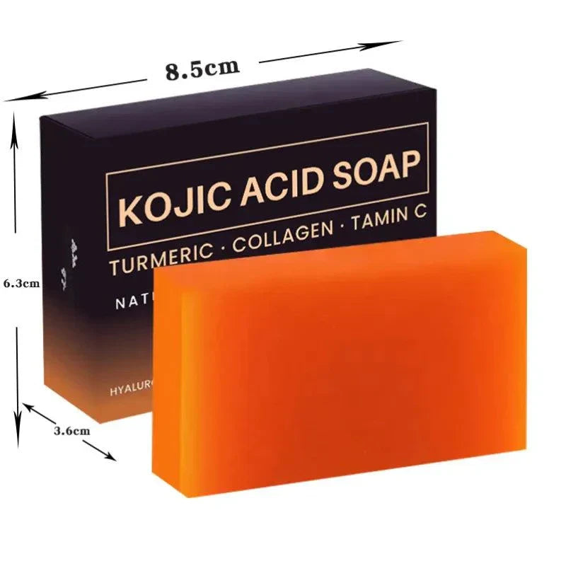 Brightening Skin Color soap showing all natural ingredients and size