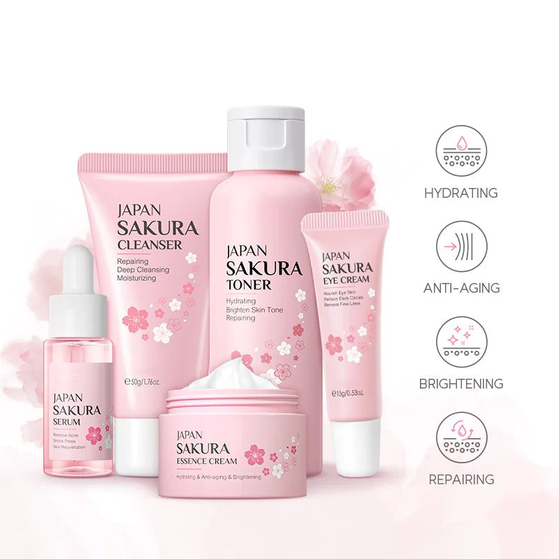 Japan Sakura 5-Piece Moisturizing Skincare Kit