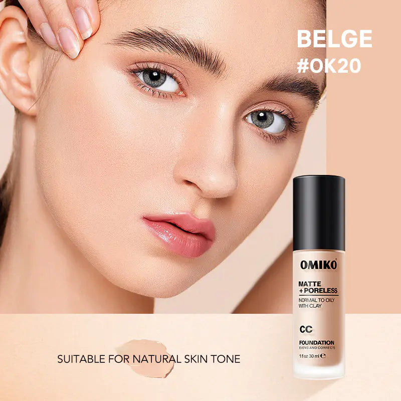Matte Poreless CC Foundation in OK20# BEIGE natural color