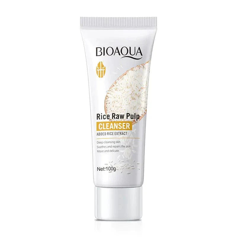Rice extract facial care routine products lineup
