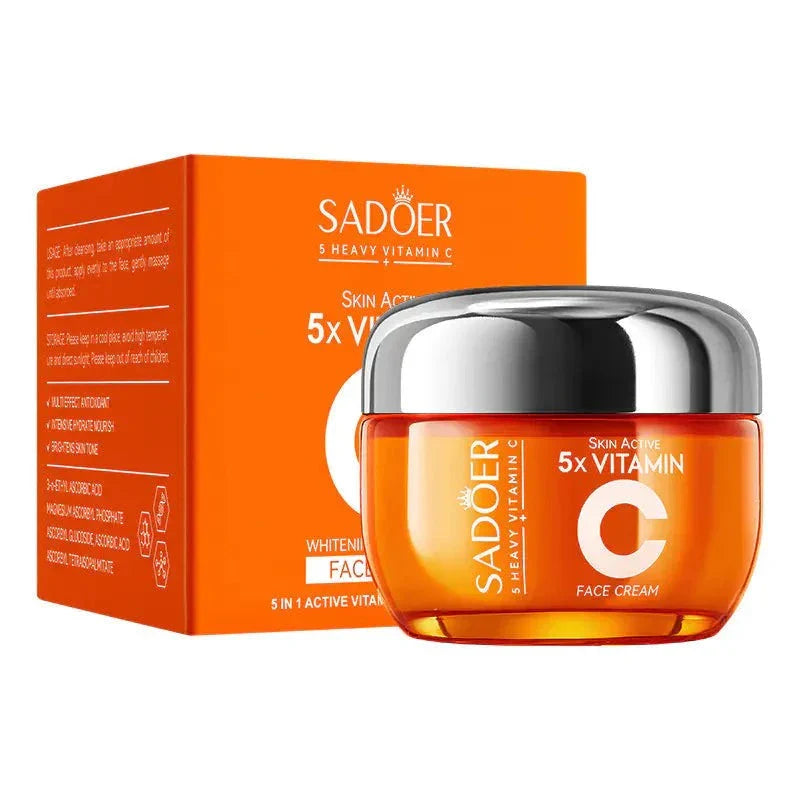 Sadoer 5x Vitamin C face cream 50g jar from the 7-piece brightening skincare gift set.