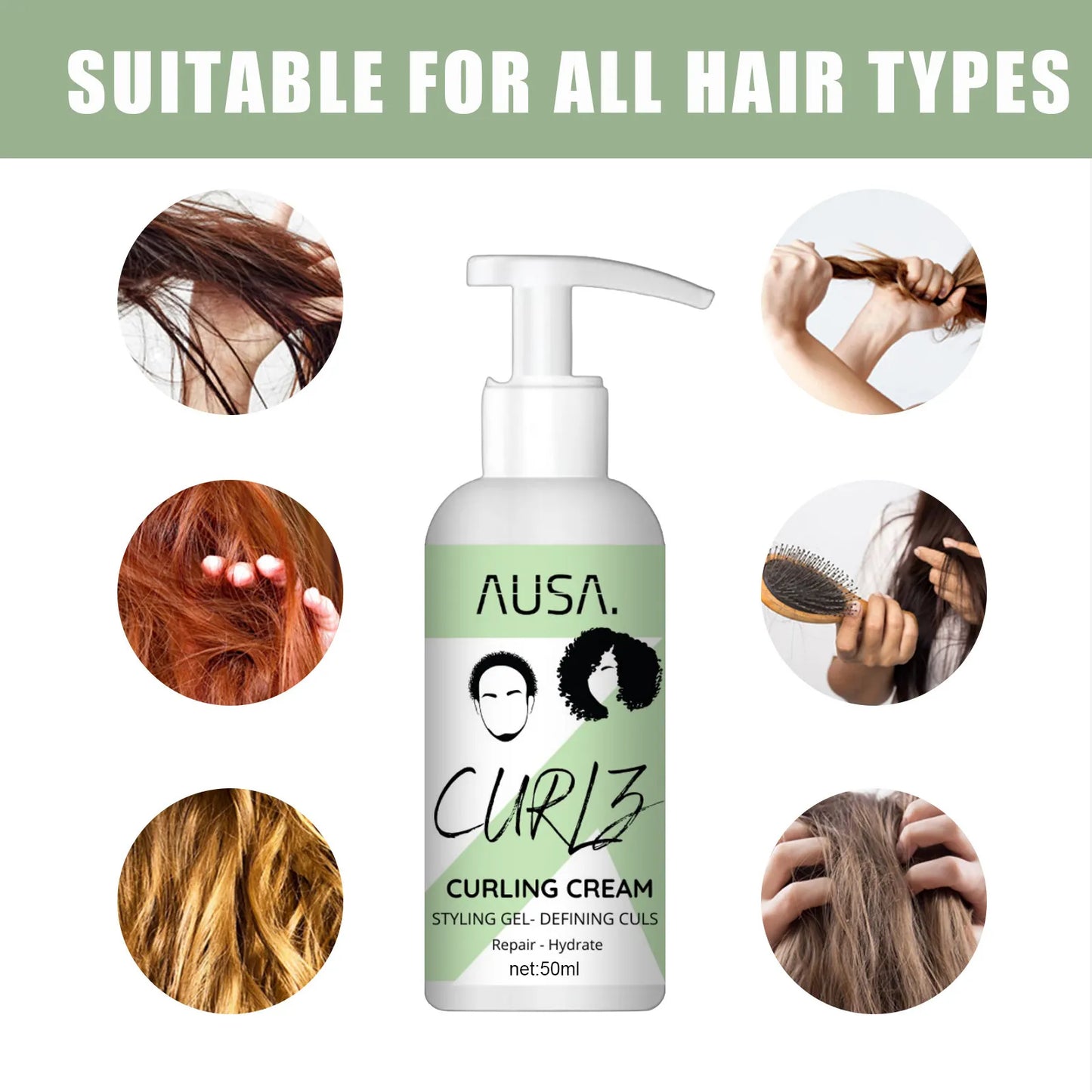 Moisturizing Curl-Defining Hair Cream – Frizz Control Formula