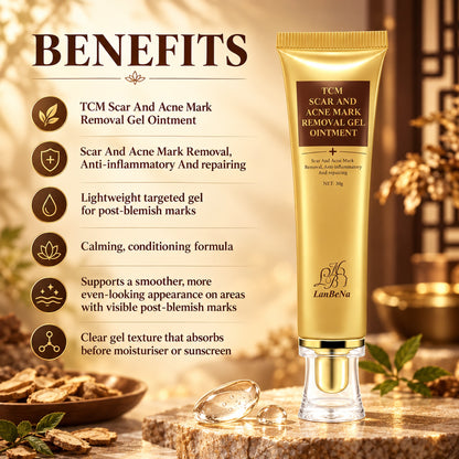 Benefits: lightweight targeted gel for post-blemish marks, calming and conditioning, smoother more even-looking skin