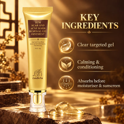 Formula: clear targeted gel, calming and conditioning, absorbs before moisturiser and sunscreen